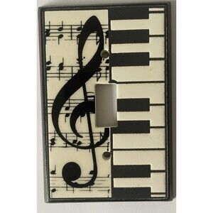 Ceramic Single Light Switch Plate Music Notes Piano Keys All Fired Up!